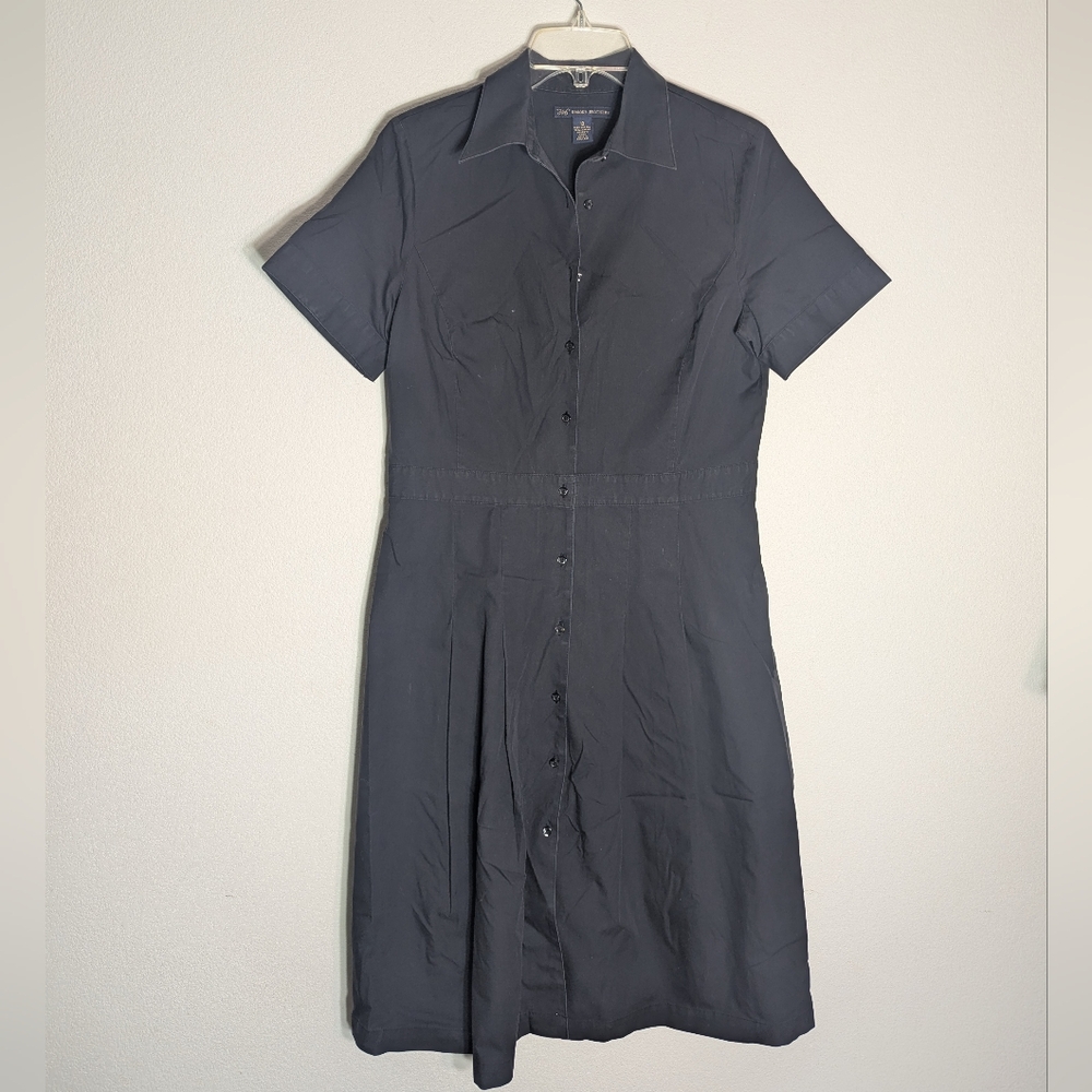 Brooks Brothers Womens Shirt Dress 100% Cotton Quiet Luxury Neutral Black Sz 10